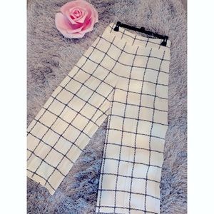 Express - High Wasted Cropped Culotte Plaid Pants